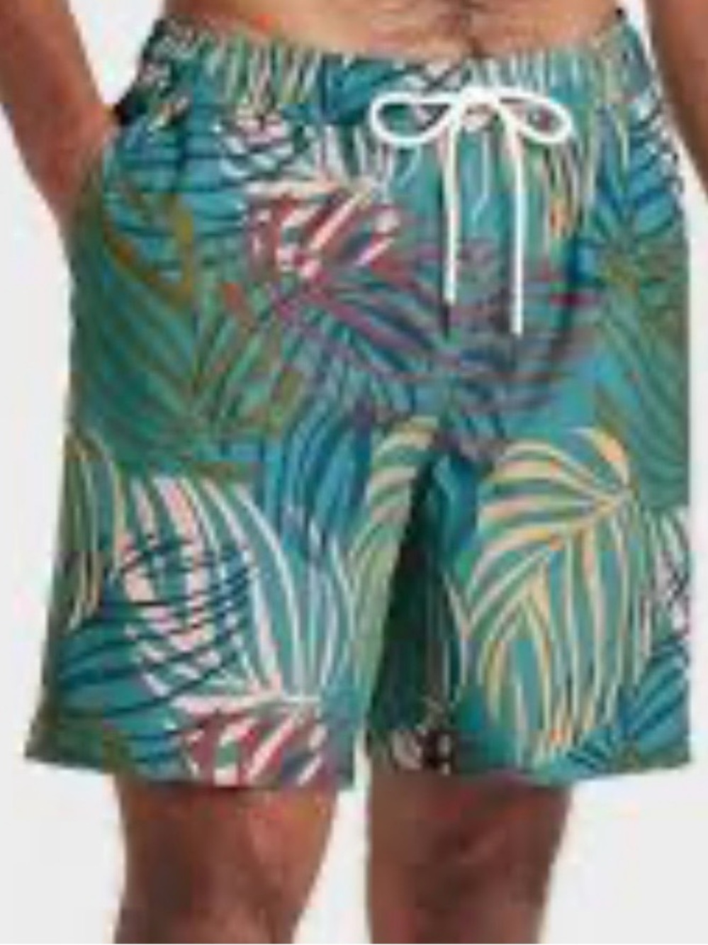 Goodfellow & Co Teal Tropical Print Swim Shorts with White Drawcord